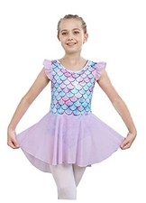 Kids Girls Classic Ruffle Sleeve Tutu kirted 10-11 Years Mermaid-purple