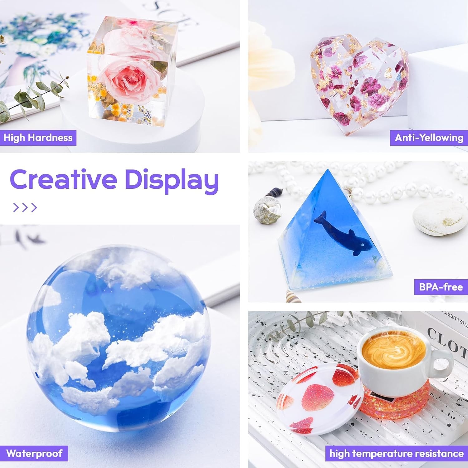 HeyClear Epoxy Resin Kit with Molds for Beginners -18 oz Super Clear and Hard Re