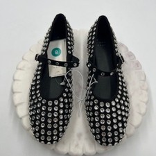 A New Day Issa Black Rhinestone Mary Jane Flats Women Size 8 Memory Foam New