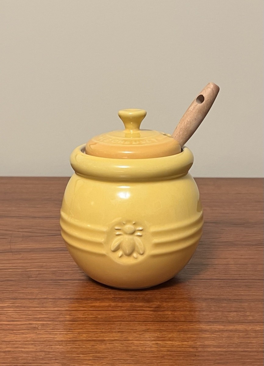 LE CREUSET Honey Pot Dijon Yellow with Lid and Dipper Stick | eBay