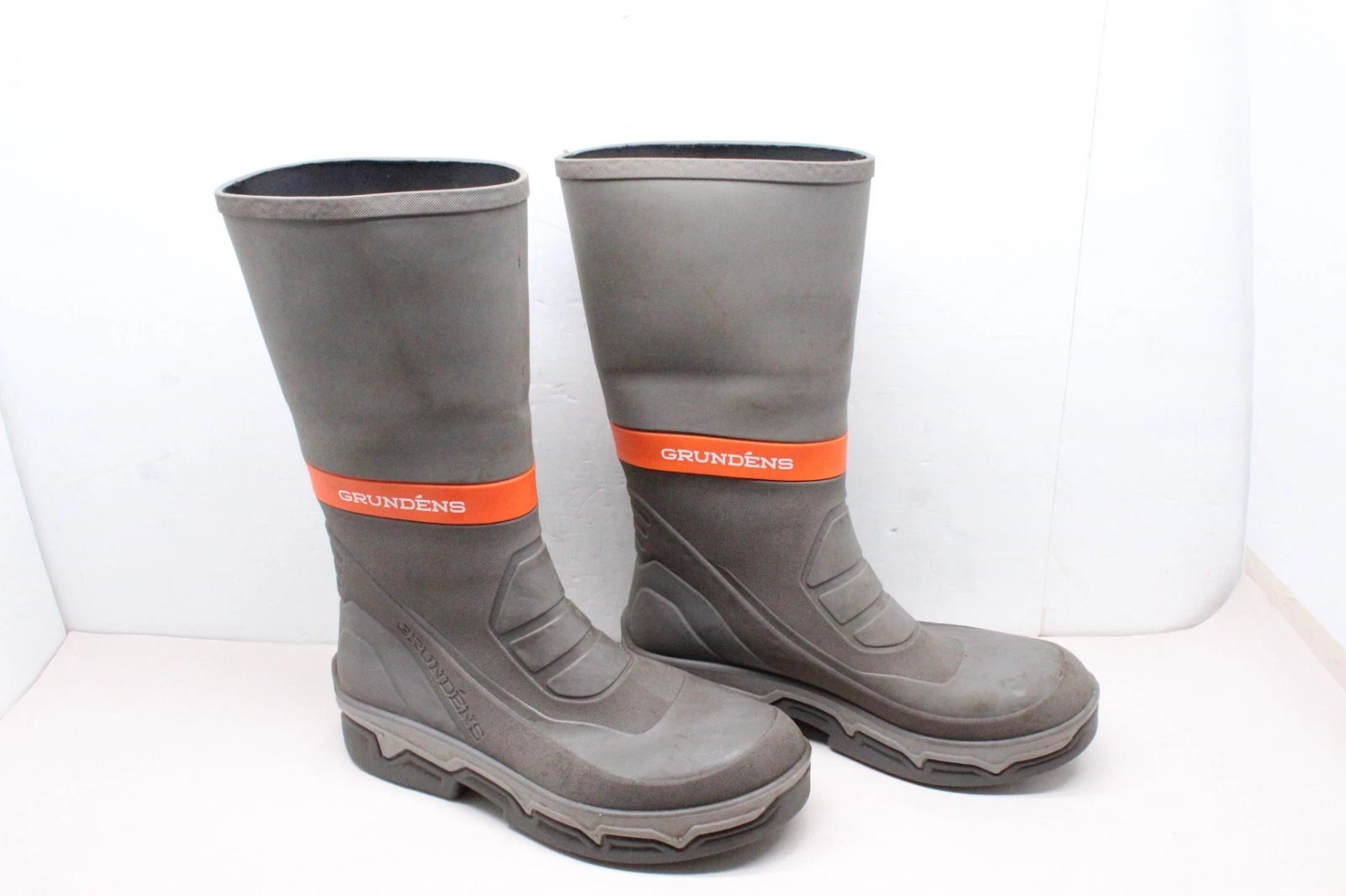 GRUNDENS MEN'S DECK BOSS GRAY RUBBER 15" FISHING BOOTS SIZE 12