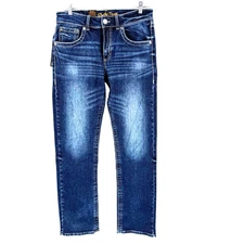 Rock 47 Wrangler Men's Victor Dark Wash Slim Straight Stretch Jeans 32X34 NEW