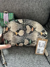 APC Snake Print Mini Demi Lune Pochette Leather Crossbody Bag
