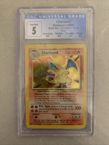 🔥 CGC 5 | Charizard Holo #4/102 🐉 | Base Set 1999 Vintage WOTC Classic