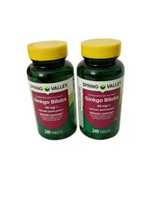 Lot Of 2 Spring Valley Extract Ginkgo Biloba Herbal 60 mg, 240  Exp01/2027