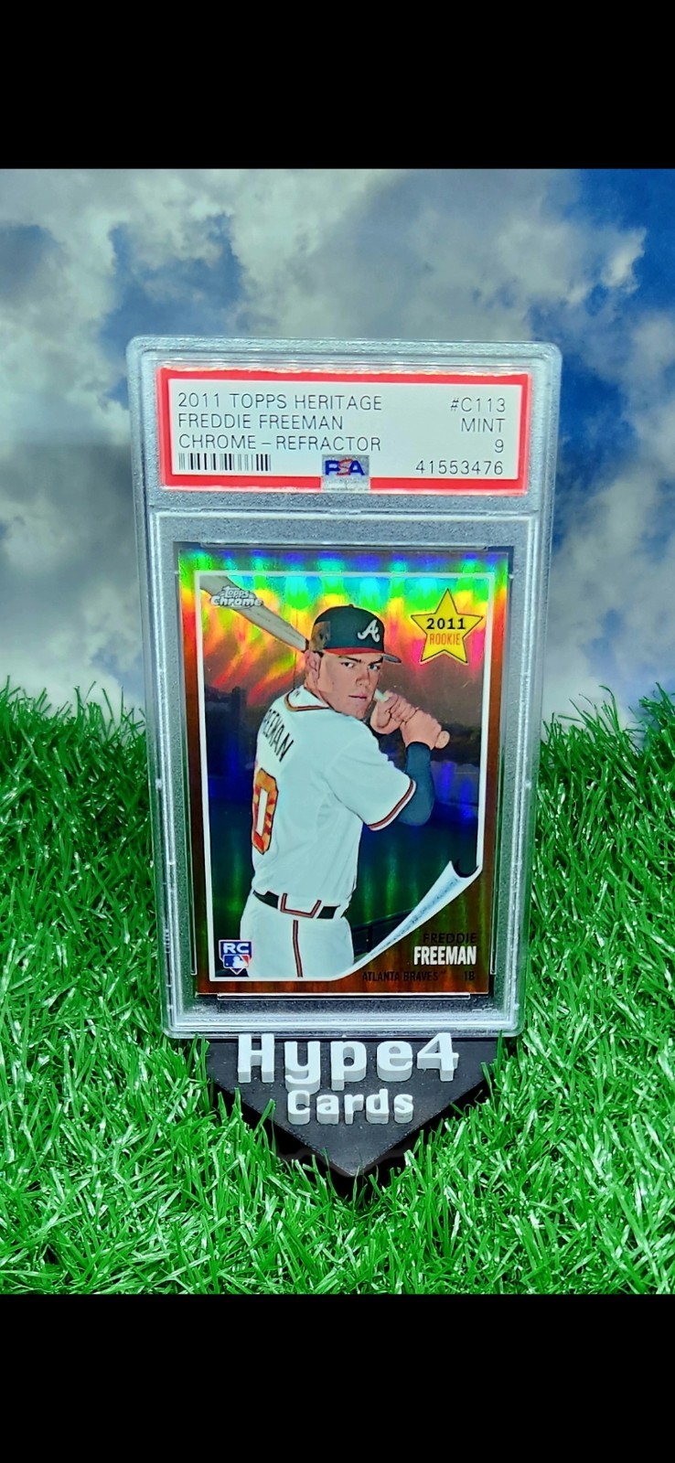 2011 Topps Heritage Chrome Freddie Freeman #C113 Refractor /562 RC ROOKIE PSA 9