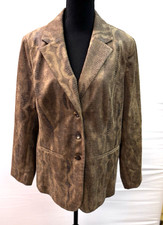 CHICO'S WOMENS 2 BROWN SNAKESKIN PATTERN JACKET / BLAZER