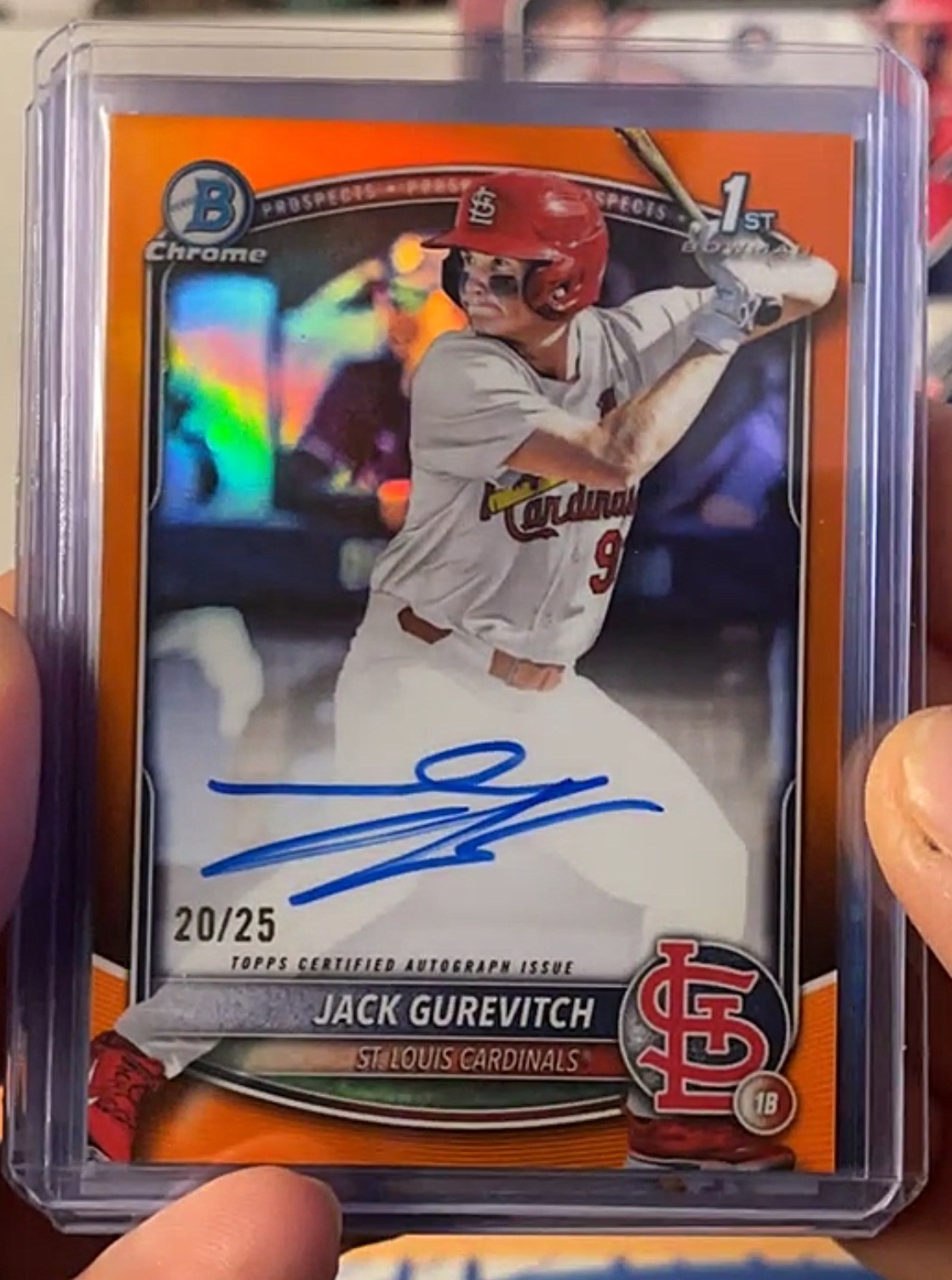 2025 Bowman Draft Chrome 1st Bowman Jack Gurevitch Auto True Orange #/25