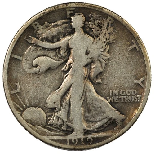 1919-P Walking Liberty Half Dollar 50c VG+ Better Early Date