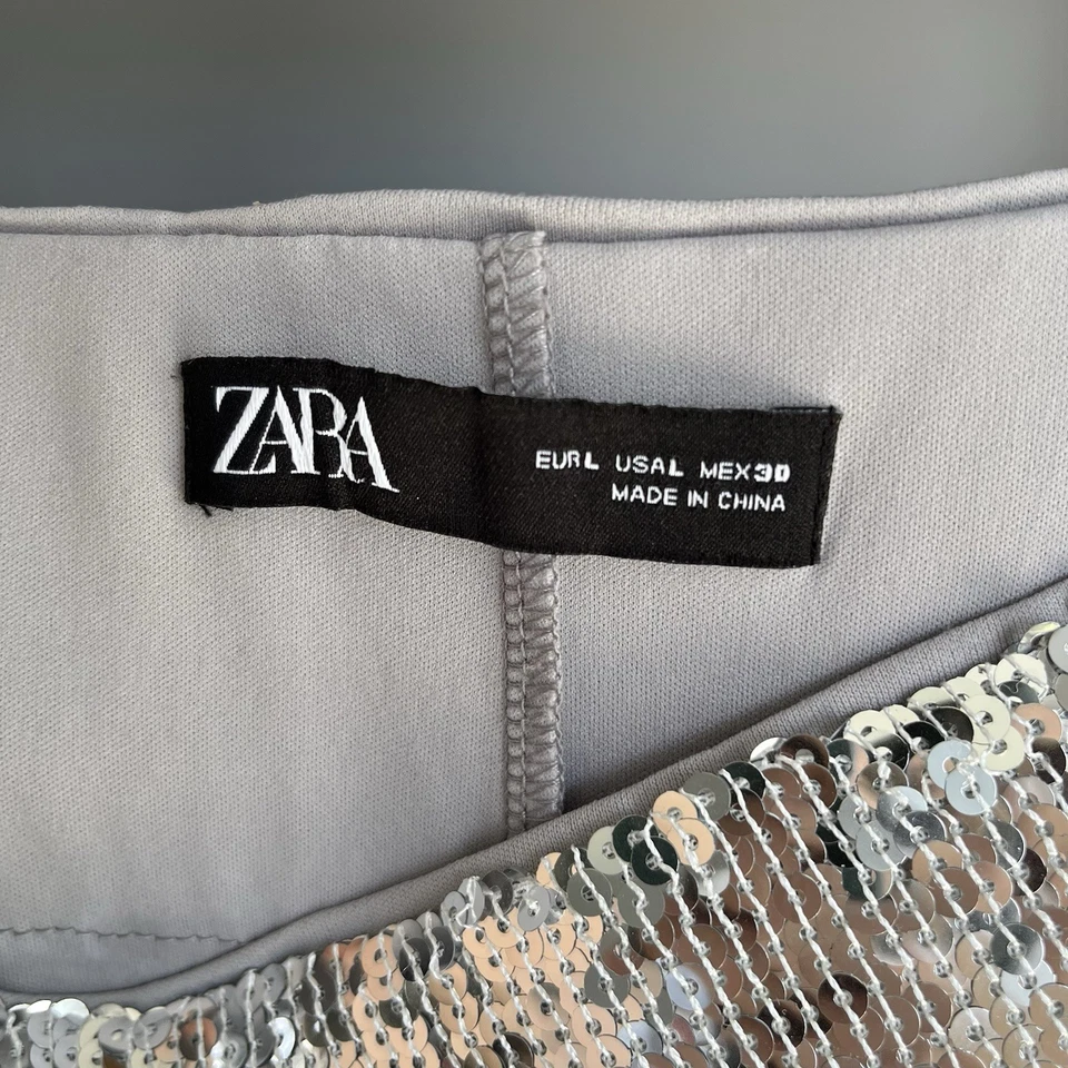 Zara Sequin Fringe Midi Skirt L UK 14 Swishy Silver Tassel Worn Once - Image 2 of 4