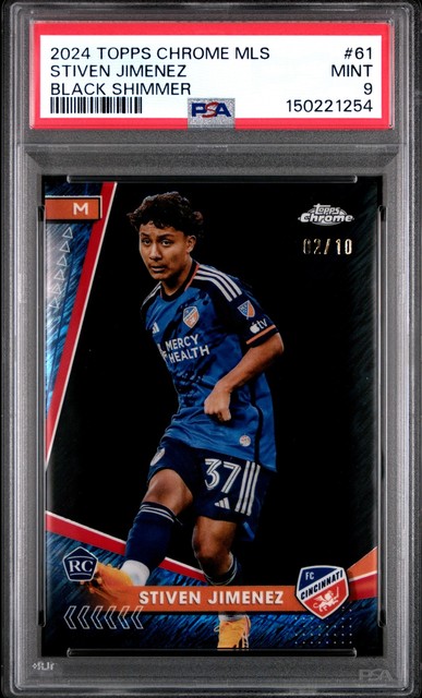 2024 TOPPS CHROME MLS BLACK SHIMMER #61 STIVEN JIMENEZ ROOKIE RC 2/10 PSA 9