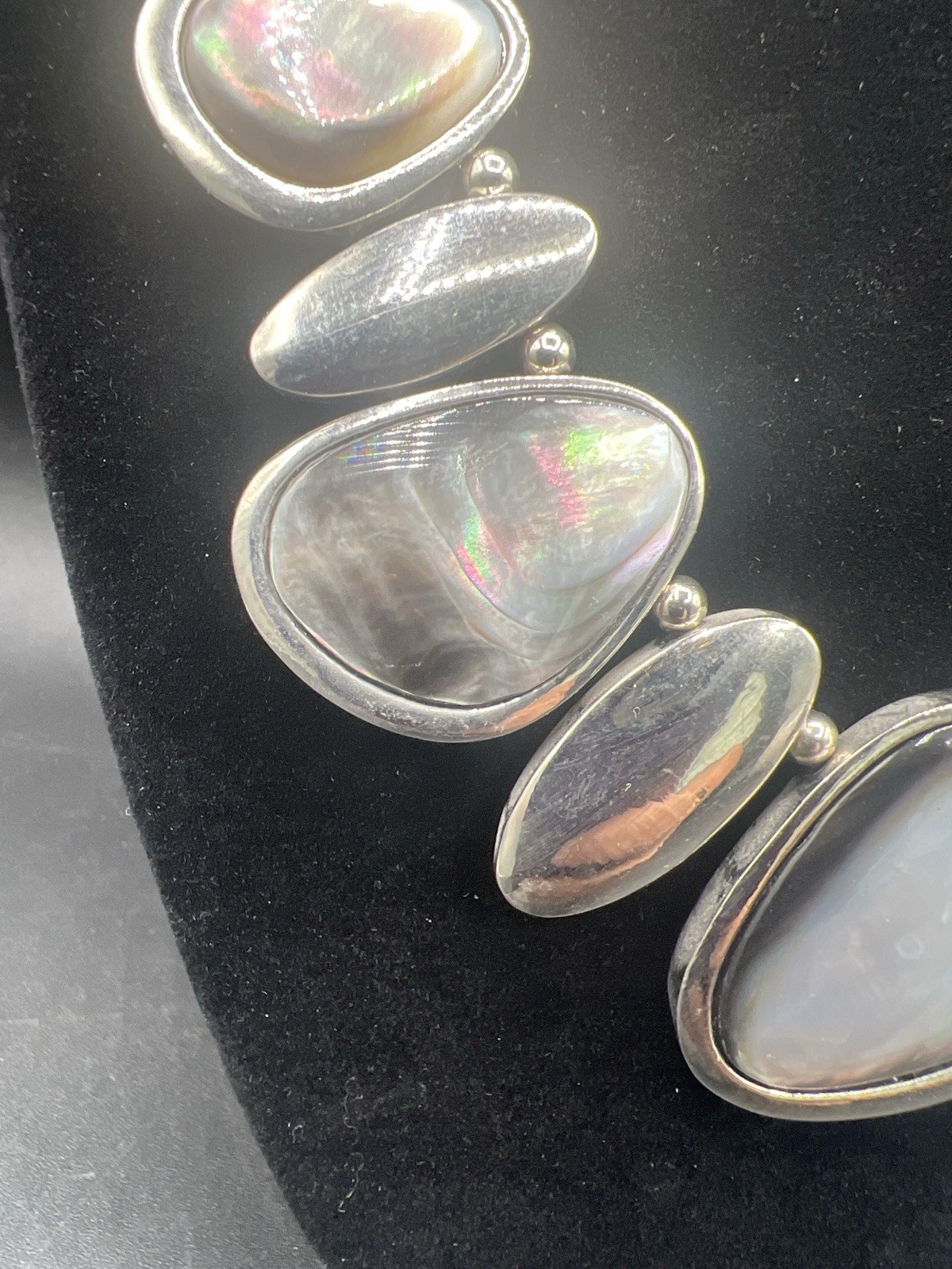 Statement Necklace Abalone Shell & Sterling Silve… - image 2