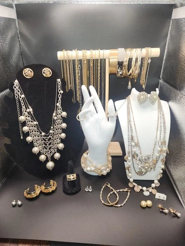 ESTATE Huge Jewelry Lot Bracelets Earrings Rings Some Vintage  Costume 51 Pcs