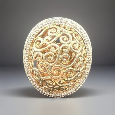ROSS SIMONS Ring Sterlingsilber, vergoldet gewölbt Größe 8, 10, g Diamantsplitter