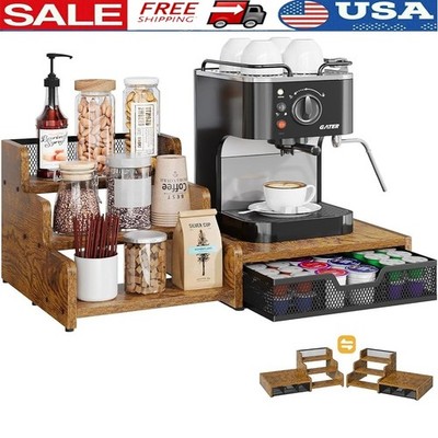 All-in-One Coffee Station Organizer K-Cup Drawer Syrup Rack Coffee