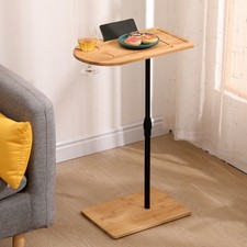 Mesa auxiliar ovalada en forma de C ajustable en altura para sofá cama