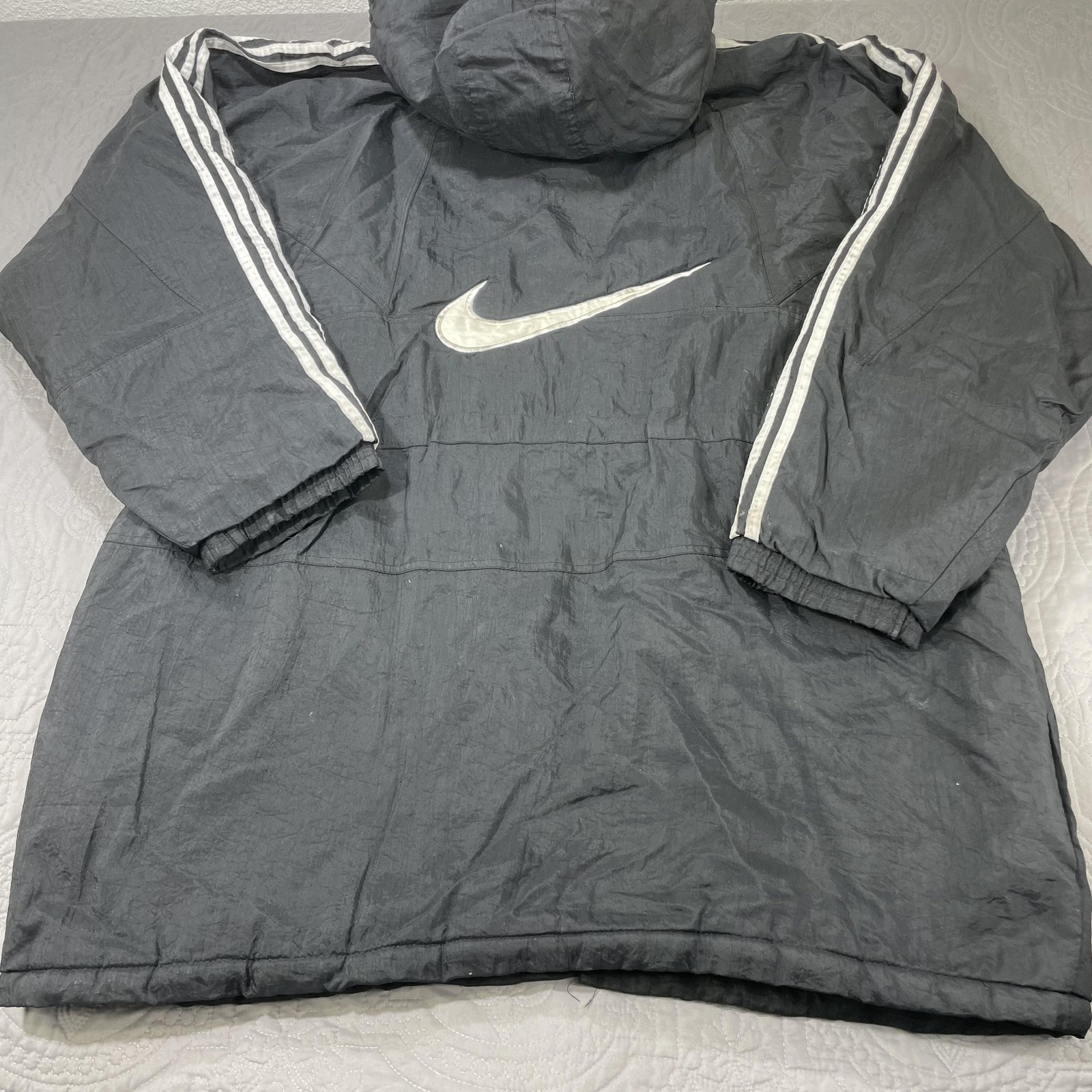 SACAI X NIKE Giacca Nike vintage uomo extra large nera con cappuccio quattro righe swoosh anni 90 cappotto USA