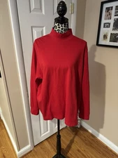 Lands end Mock turtleneck 100% cotton long sleeve shirt size 2X red Holiday