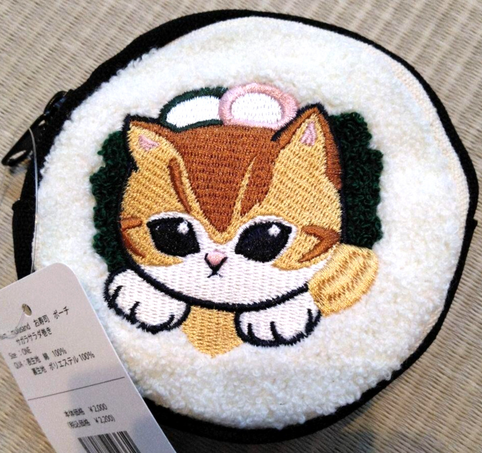 Mofusand Sushi Pouch Sagara Salad Roll ver. Cat Round Sushi w/Tag Limited Japan