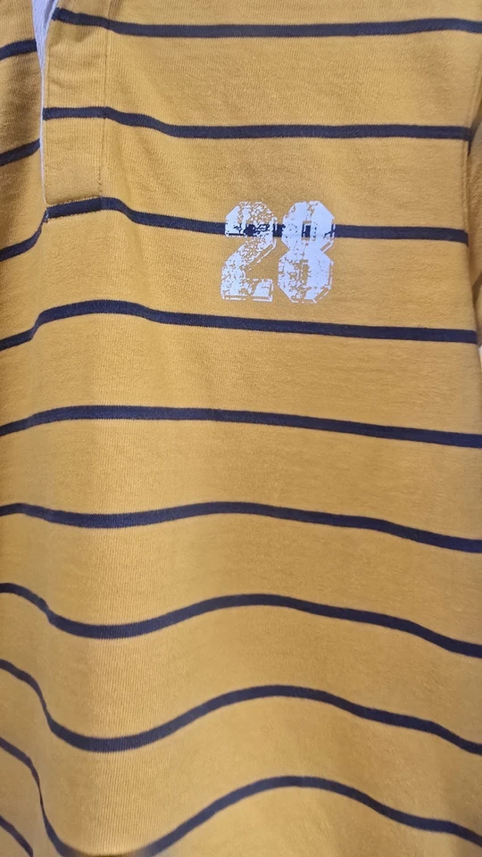 Boys Striped Rugby Polo Shirt sz 12 Old Navy Long Sleeve Cotton Vintage  - Image 4 of 4