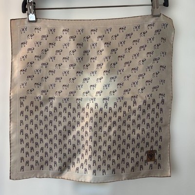 GUCCI Scarf horse pattern Beige vintage Silk