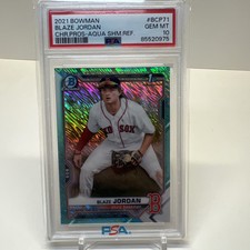 2021 Bowman BLAZE JORDAN BCP-71 Aqua Chrome Shimmer Ref #/125 PSA 10 GEM Red Sox