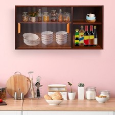 Pequeño armario de cocina despensa de alimentos aparador de pared con puertas de vidrio