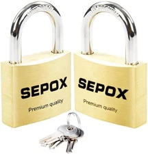2 Pack Solid Brass Padlock Waterproof Keyed Alike