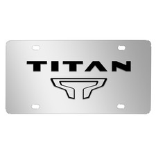 For Nissan Titan Dual 3d Black Logo Mirror Chrome Stainless Steel License Plate