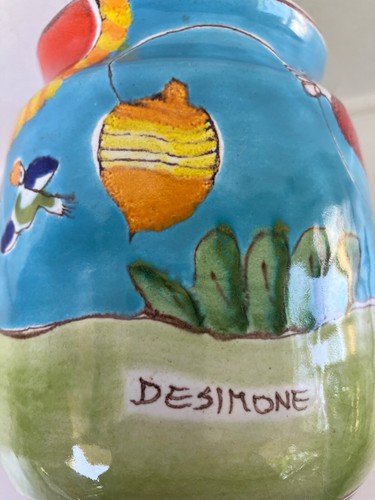 1960's Desimone Italian Pottery MCM 4.5" Vase / Vessel: BOY WITH KITE - Signed - Picture 7 of 9