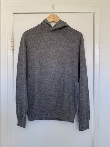 Gebrauchte J. Crew. Grauer Herrenpullover aus Baumwolle mit Kapuze - Medium
