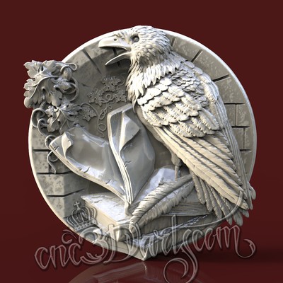 3D STL Model Raven Harley for CNC Router Carving Machine Printer Artcam aspire