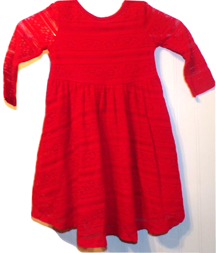 Fab kids GIRLS red embroidered lace knit lined dress 3/4 sleeve size 4 Mr - Picture 5 of 7