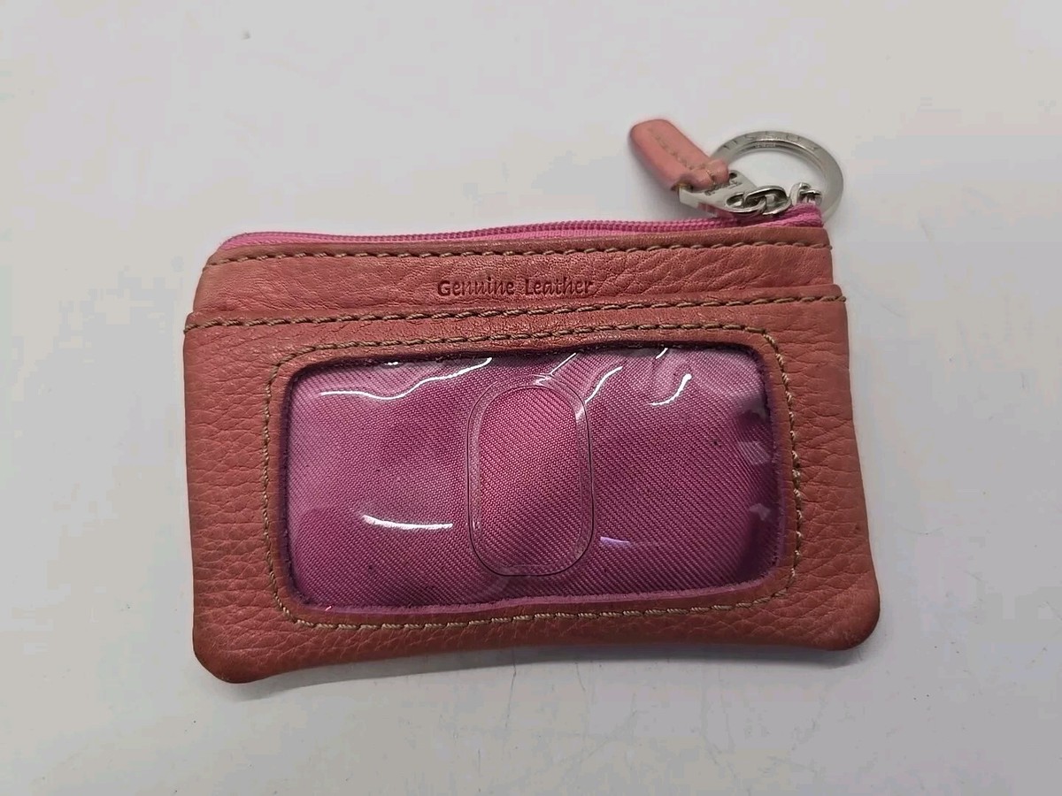 Vintage Fossil Leather Credit Card ID Wallet Keychain Coin Purse