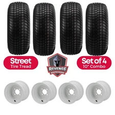 10" White Steel Golf Cart Wheels and Tires Combo (205/65-10) Set of 4