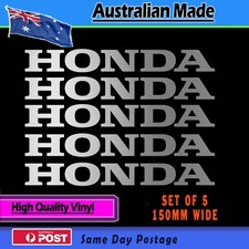 Honda Style Stickers Satin Silver Set Of 5- 150mm Jdm Civic Outboard Bike Decal