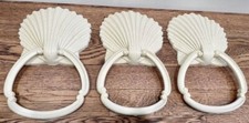 Set of 3 vintage Homco Sea Shell Clam Ocean Beach Wall Hand Towel Holders 
