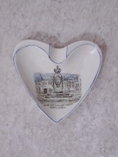Antique Porcelaine Cendrier Cœur Souvenir Schildau Peint à la Main Geierstrahl