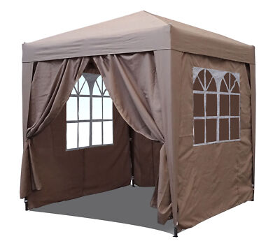 QUICK STAR Pop-Up-Pavillon, 2,5 x 2,5 m, Sand mit Easy-Klett Seitenwandumhang