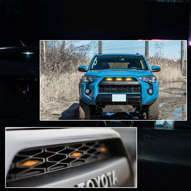 3PCS Grill Lights Fit 201421 Toyota 4Runner TRD PRO Amber LED Grille s