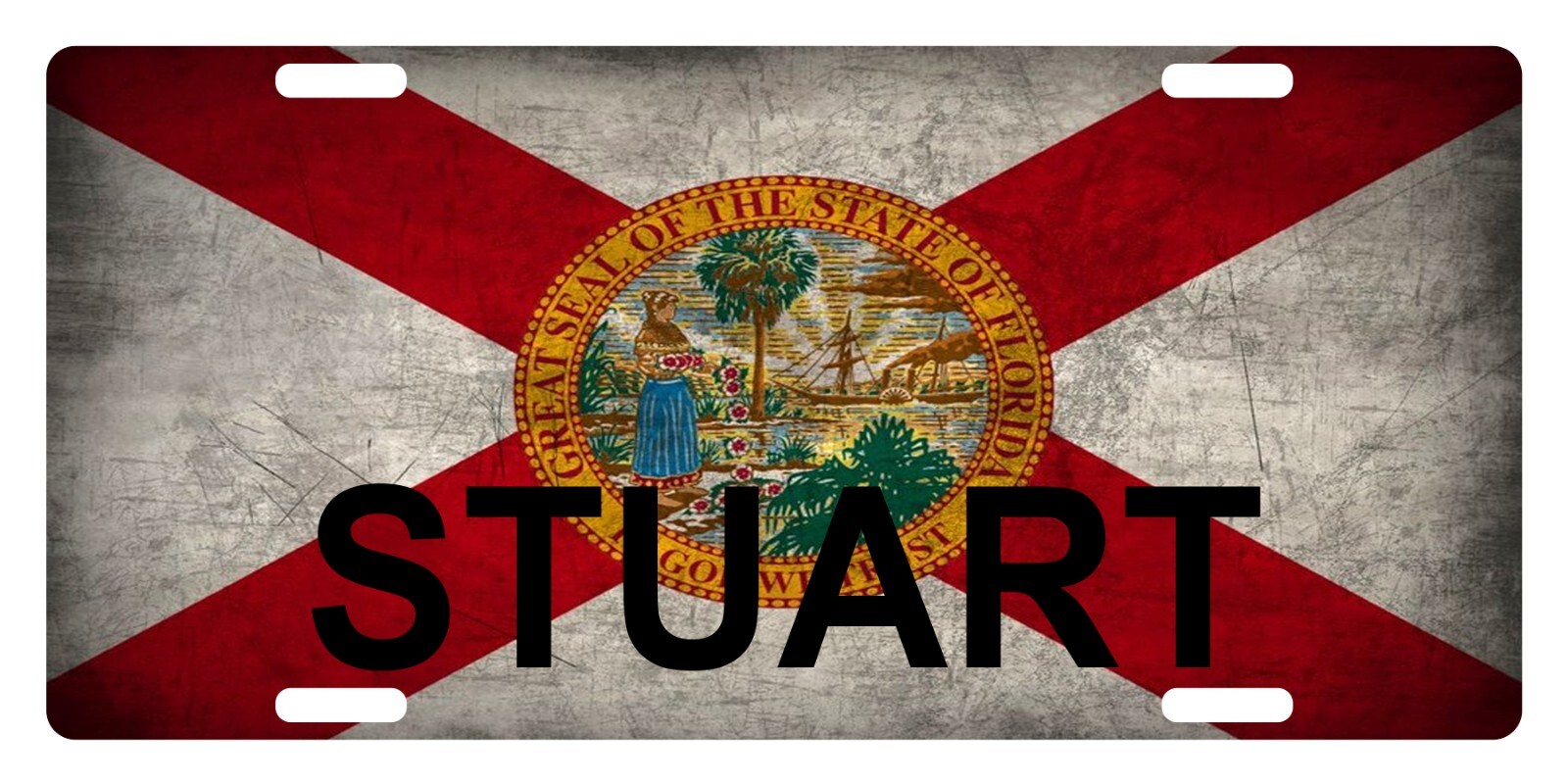 Stuart Florida Sticker Florida State Flag License Plate Floridian Metal Emblem Stuart | eBay