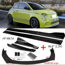 Front Bumper Lip Spoiler Splitter Side Skirt Rear For Fiat 500 Glossy Black