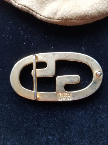 AUTHENTIC VINTAGE GOLD GUCCI LOGO BELT BUCKLE for 1 1/4 belt - UNISEX - Picture 5 of 5