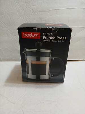 Bodum Kenya French Press 4 Cup 17 Ounce Coffee Tea Maker Stainless Steel NEW