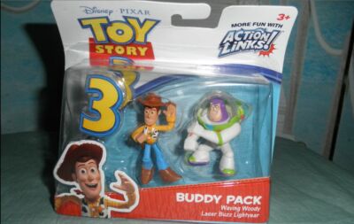 NEW DISNEY PIXAR TOY STORY 3 BUDDY PACK WAVING WOODY LASER BUZZ