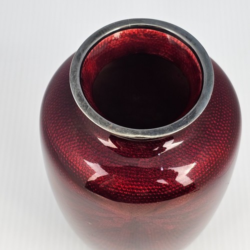 Japanese Ginbari Pigeon blood Cloisonne Enamel Vintage Vase 7.5"H - Picture 4 of 15
