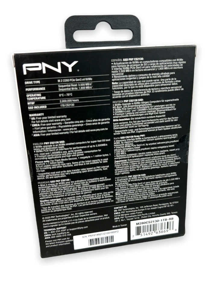 PNY CS2130 1TB M.2 NVMe Interne SSD bis zu 3500 MB/s M280CS2130-1TB-RB NEU OVP - Bild 2 von 2