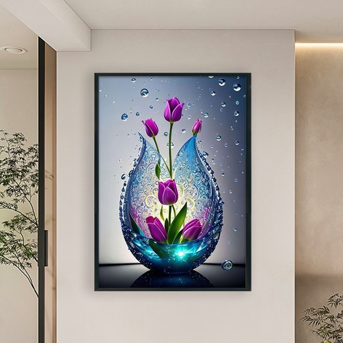 Pełny haft Nić eko-bawełniana 11CT Nadrukowany tulipan Zestaw haftu krzyżowego 40x60cm - Zdjęcie 9 z 12