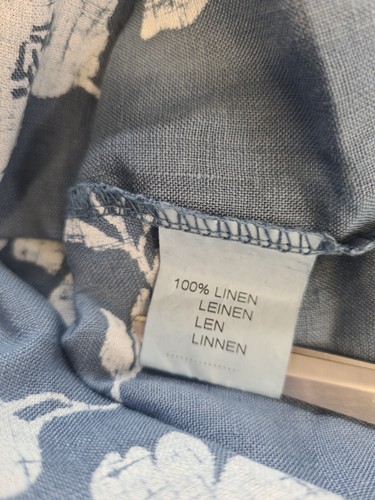 Bellambra Shirt Blouse Top Size 16 Blue Floral Pure Linen Made In Italy Tie - Picture 8 of 9