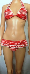 red bikini with white trim